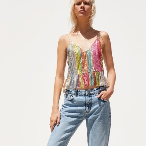 rainbow sequin tops
